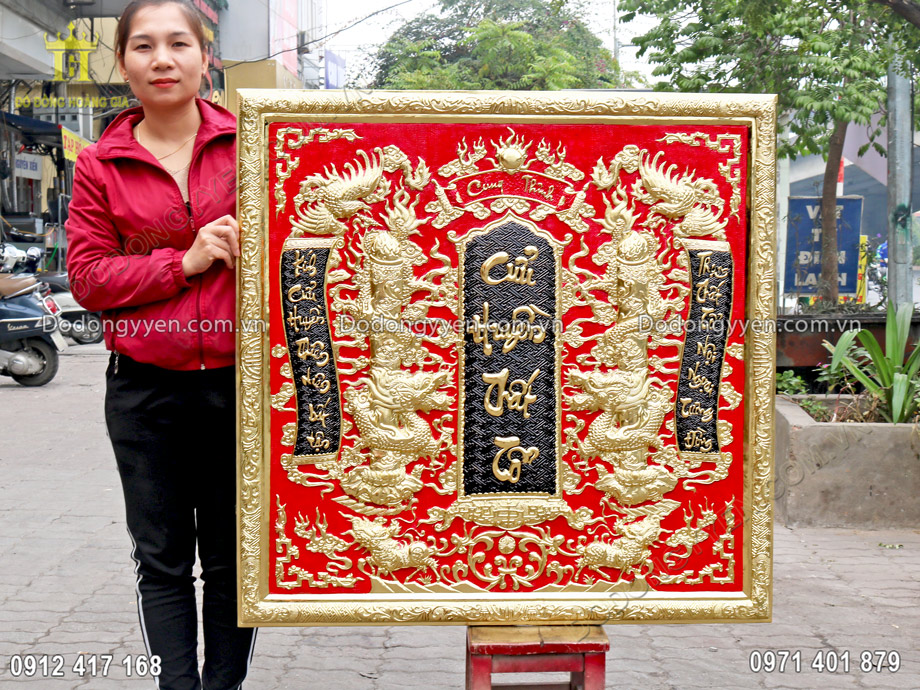 Bức tranh cửu huyền thất tổ bằng h&agrave;ng th&uacute;c thủ c&ocirc;ng tinh xảo